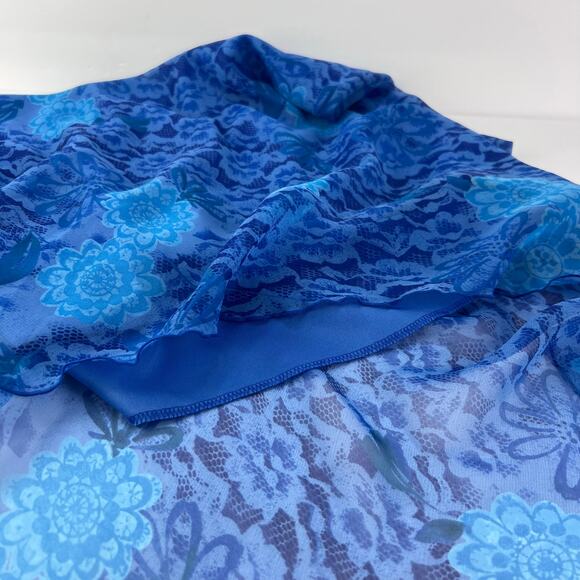 VTG Y2K 10 Asymmetrical Blue Floral High Low Midi Tank Dress 90s Fairy Whimsy - Picture 5 of 13